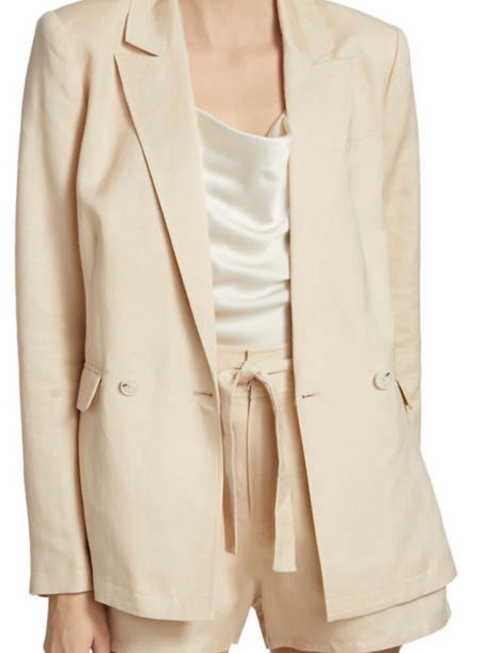 PAIGE Linen Dawson blazer and matching Teyana shorts